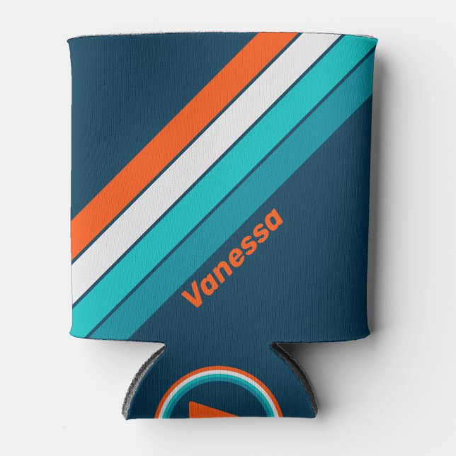 Bluebottle Echo Stripes with Name Can Cooler (Front)