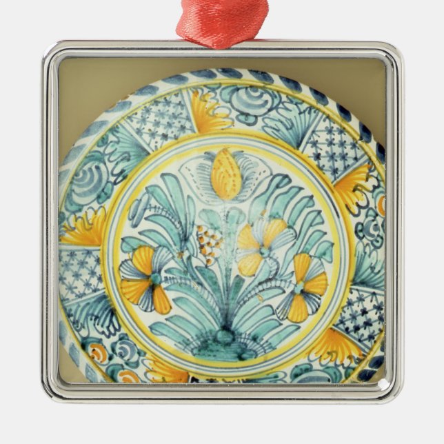 Bluedash' Delftware charger, Lambeth pottery Metal Tree Decoration (Front)