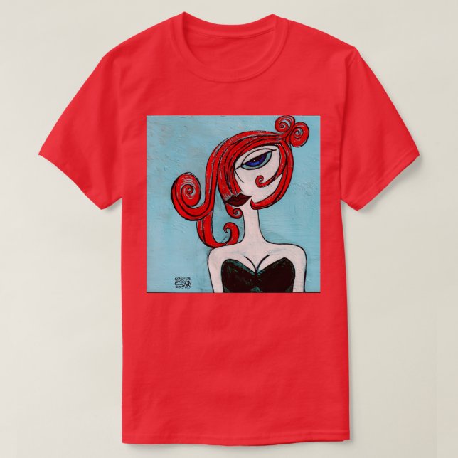 Blueeyed Redhead In Green Dress T-Shirt (Design Front)