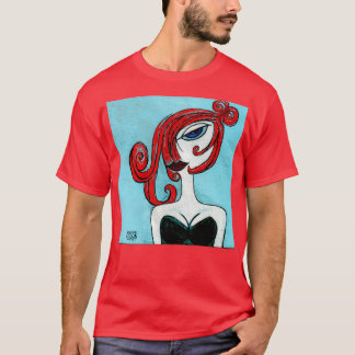 Blueeyed Redhead In Green Dress T-Shirt