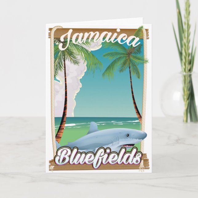 Bluefields, Jamaica beach vacation poster. Holiday Card (Front)