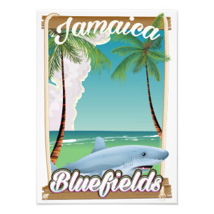 Bluefields, Jamaica beach vacation poster. Photo Print