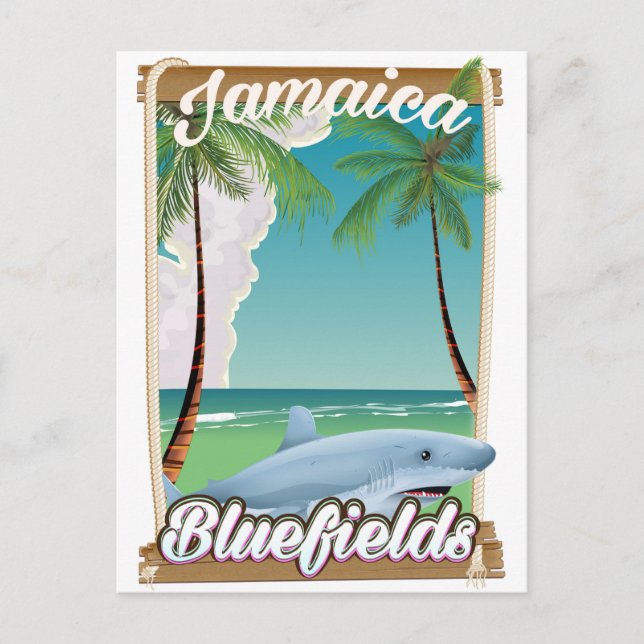 Bluefields, Jamaica beach vacation poster. Postcard (Front)