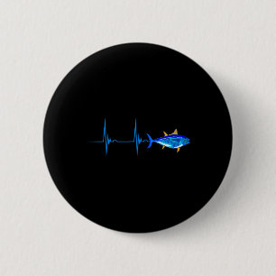 Bluefin Tuna Heartbeat Ekg Pulseline Deep Sea Fish 6 Cm Round Badge