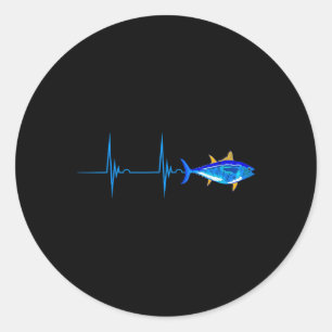 Bluefin Tuna Heartbeat Ekg Pulseline Deep Sea Fish Classic Round Sticker