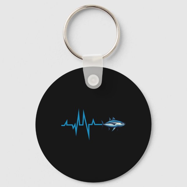 Bluefin Tuna Heartbeat Ekg Pulseline Deep Sea Fish Key Ring (Front)