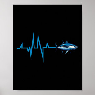 Bluefin Tuna Heartbeat Ekg Pulseline Deep Sea Fish Poster