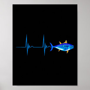 Bluefin Tuna Heartbeat Ekg Pulseline Deep Sea Fish Poster