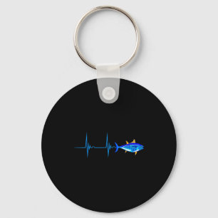 Bluefin tuna heartbeat ekg pulseline deep sea key ring
