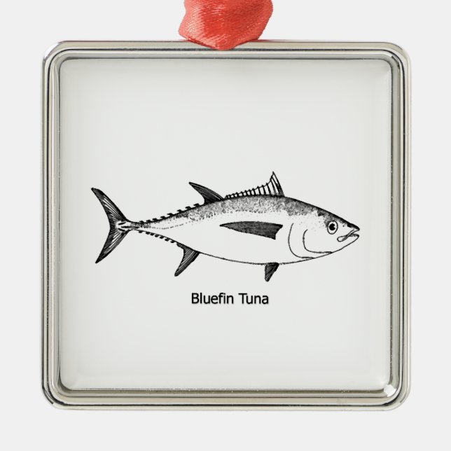 Bluefin Tuna (Vintage Illustration) Metal Ornament (Front)