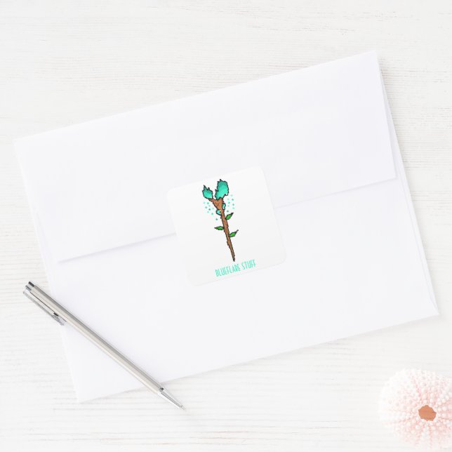 Blueflare Staff Fantasy Magic Weapon Square Sticker (Envelope)