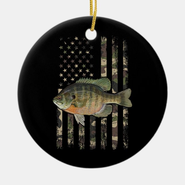 bluegill american flag bluegill fishing  ceramic ornament (Front)