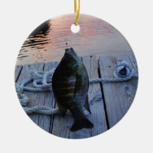 Bluegill at sunset Lake Arrowhead Ceramic Ornament