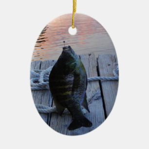 Bluegill at sunset Lake Arrowhead Ceramic Ornament