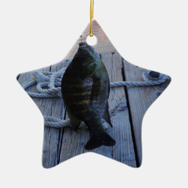 Bluegill at sunset Lake Arrowhead Ceramic Tree Decoration (Front)
