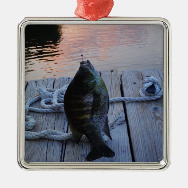 Bluegill at sunset Lake Arrowhead Metal Tree Decoration (Front)