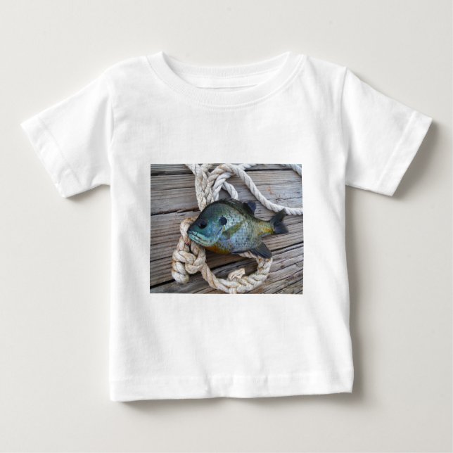 Bluegill fish on dock and rope baby T-Shirt (Front)