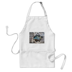 Bluegill fish on dock and rope standard apron