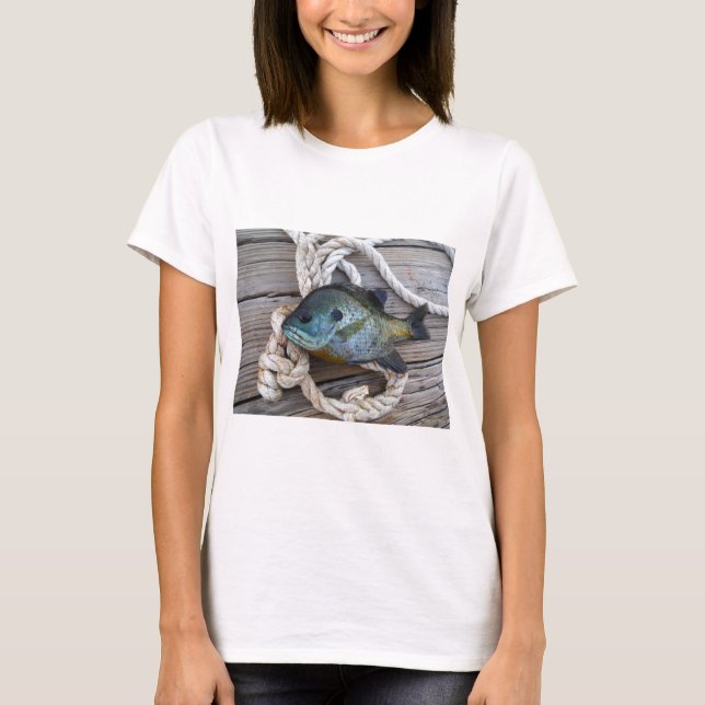 Bluegill fish on dock and rope T-Shirt (Front)