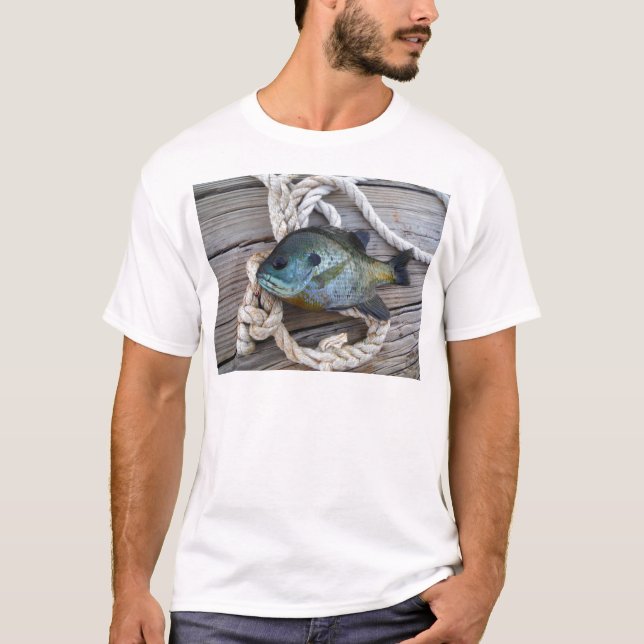 Bluegill fish on dock and rope T-Shirt (Front)