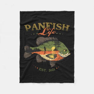 Bluegill Fish Panfish Life Est 2021 Fishing Fisher Fleece Blanket
