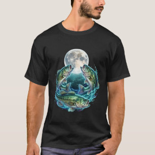 Bluegill Fisherman Howling Moon Design Vintage  T-Shirt