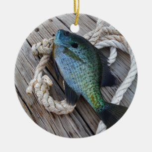 bluegill on dock ceramic ornament