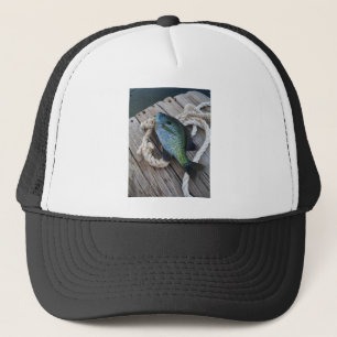 bluegill on dock trucker hat