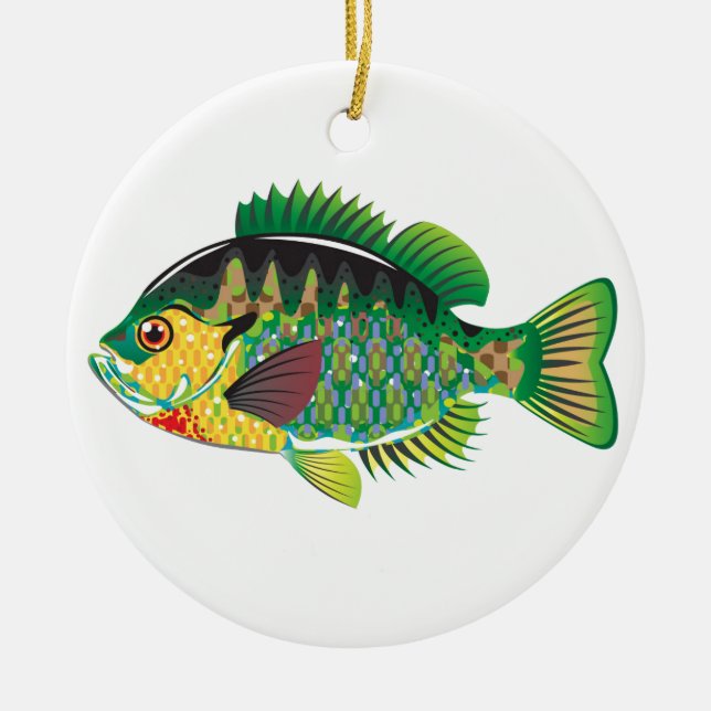 Bluegill Panfish Vector Ceramic Tree Decoration (Front)