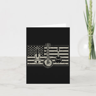 Bluegr Usa Flag Guitar Banjo Mandolin Card