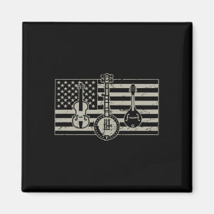 Bluegr Usa Flag Guitar Banjo Mandolin Magnet