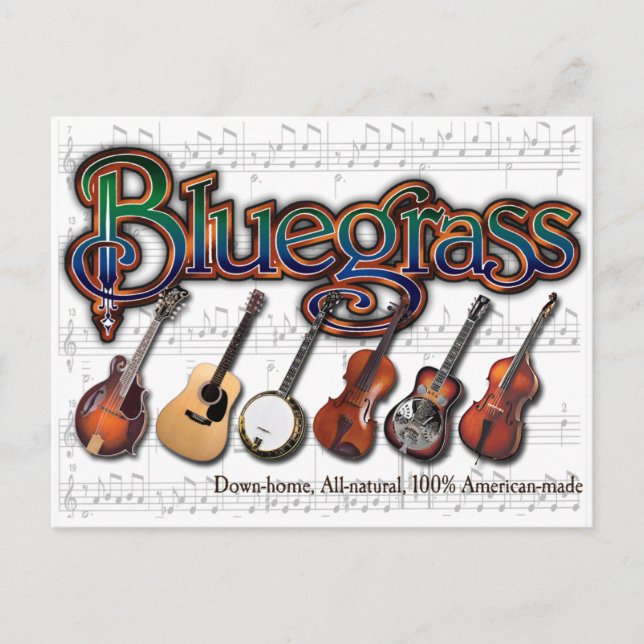 "Bluegrass – 100% American-Made" Postcard (Front)