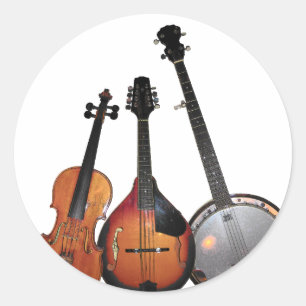 Bluegrass Band Cartoon Classic Round Sticker