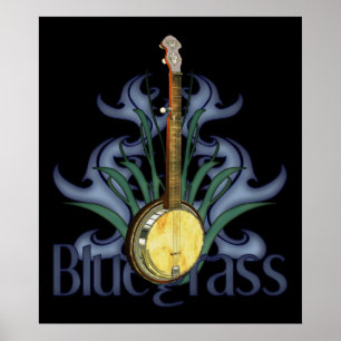 Bluegrass Banjo Design Poster