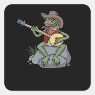 Bluegrass Banjo Frog Country Music Gift Banjo Square Sticker
