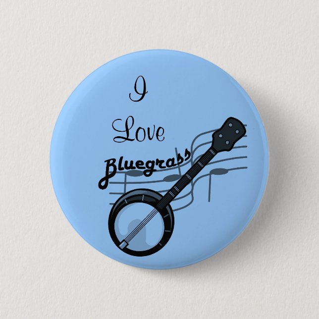 Bluegrass music with banjo 6 cm round badge (Front)