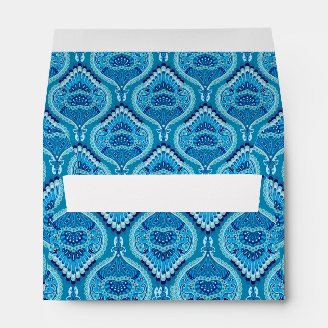 Blueish - Feathered Paisley Envelope (Back (Bottom))