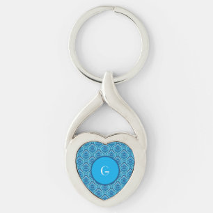 Blueish - Feathered Paisley Key Ring