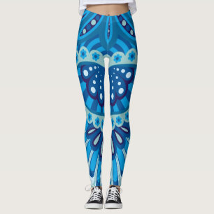 Blueish - Feathered Paisley Leggings