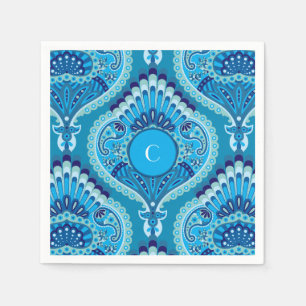 Blueish - Feathered Paisley Napkin