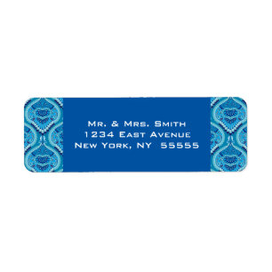 Blueish - Feathered Paisley Return Address Label