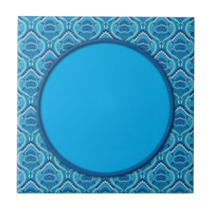 Blueish - Feathered Paisley Tile
