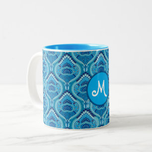 Blueish - Feathered Paisley Two-Tone Coffee Mug