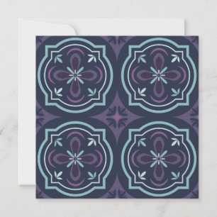 blueish floral tiling pattern card