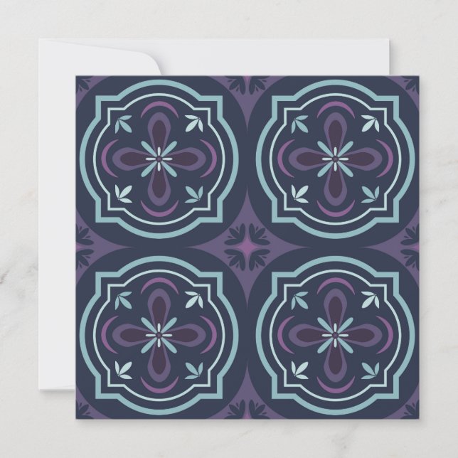 blueish floral tiling pattern card (Front)