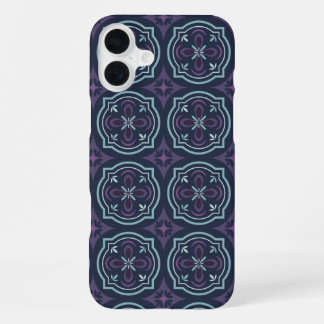 blueish floral tiling pattern iPhone 16 plus case