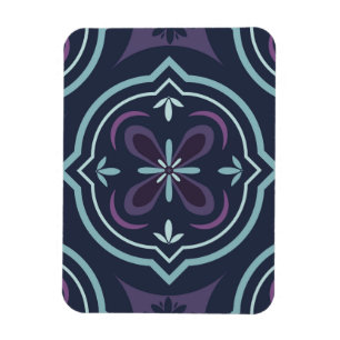 blueish floral tiling pattern magnet