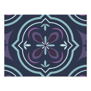 blueish floral tiling pattern photo print