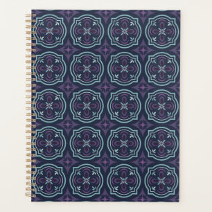blueish floral tiling pattern planner