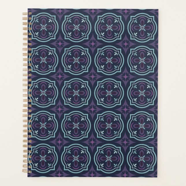 blueish floral tiling pattern planner (Front)
